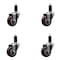 Service Caster 3'' SS Maroon Poly Wheel Swivel 1-1/4'' Expanding Stem Caster Set, 4PK SCC-SSEX20S314-PPUB-MRN-114-4 - alternate 1